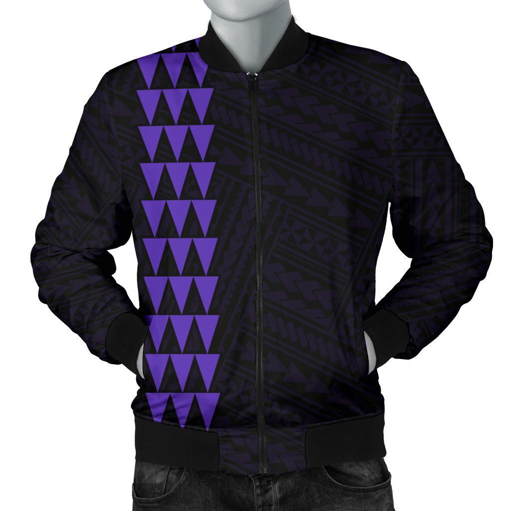 Hawaii Kakau Polynesian Anchor Map Men's Bomber Jacket - Purple Purple - Polynesian Pride