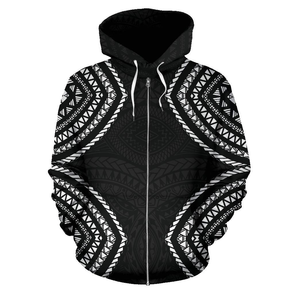 Guam Zip up Hoodie Micronesia Black Warrior Style - Polynesian Pride