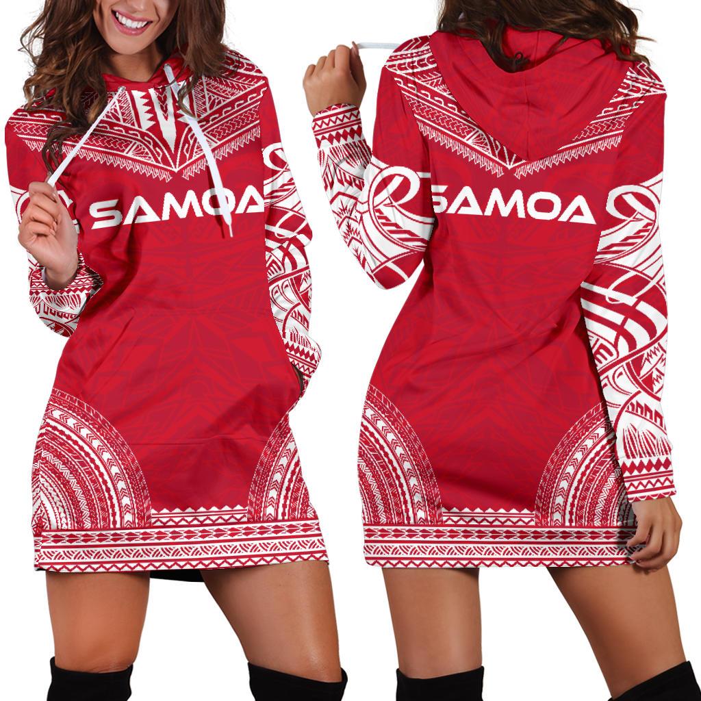 Samoa Women's Hoodie Dress - Polynesian Flag Chief Red - Polynesian Pride