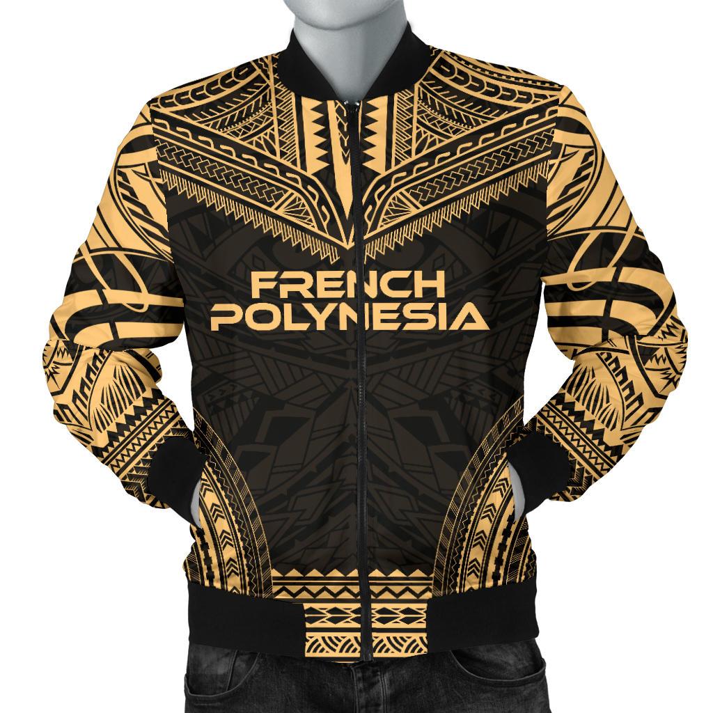 French Polynesia Polynesian Chief Men's Bomber Jacket - Gold Version Gold - Polynesian Pride