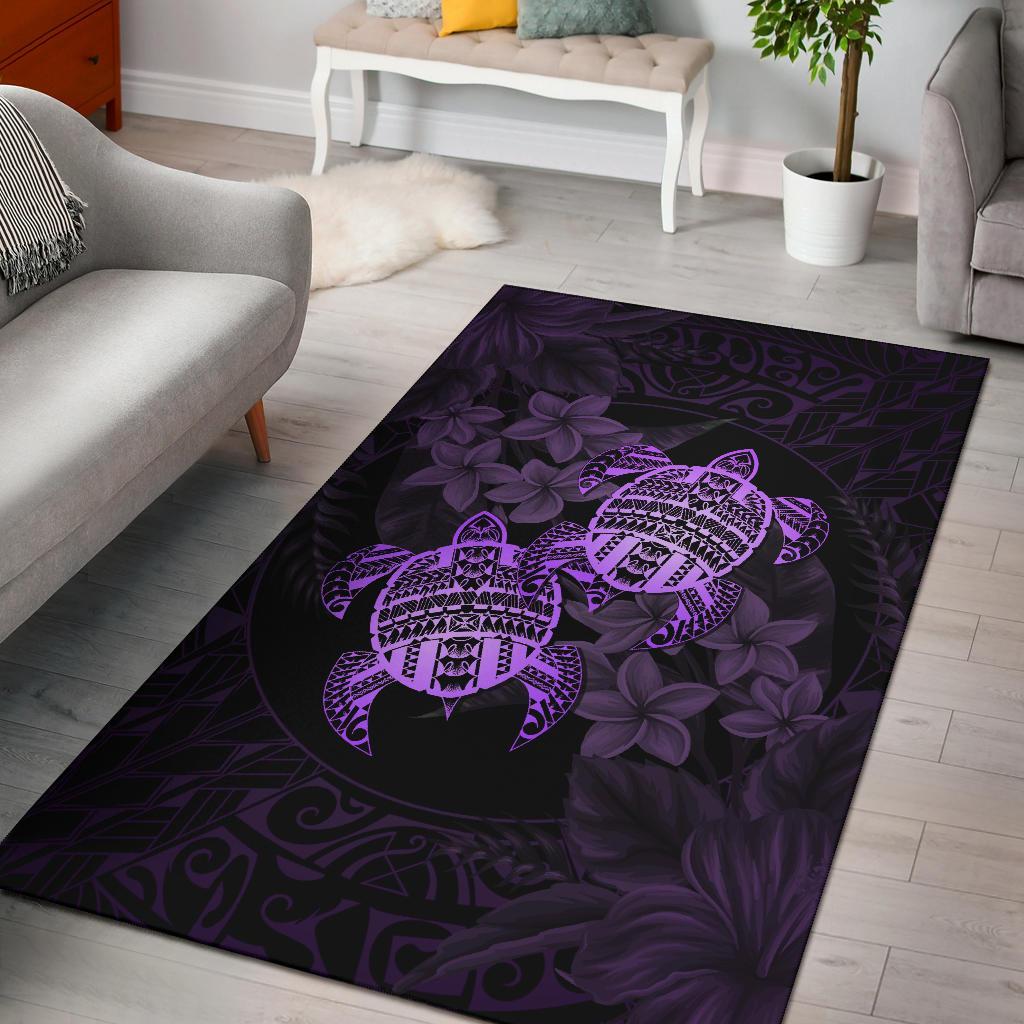 hawaii Rug - Turtle Strong Pattern Hibiscus Plumeria Violet AH Violet - Polynesian Pride