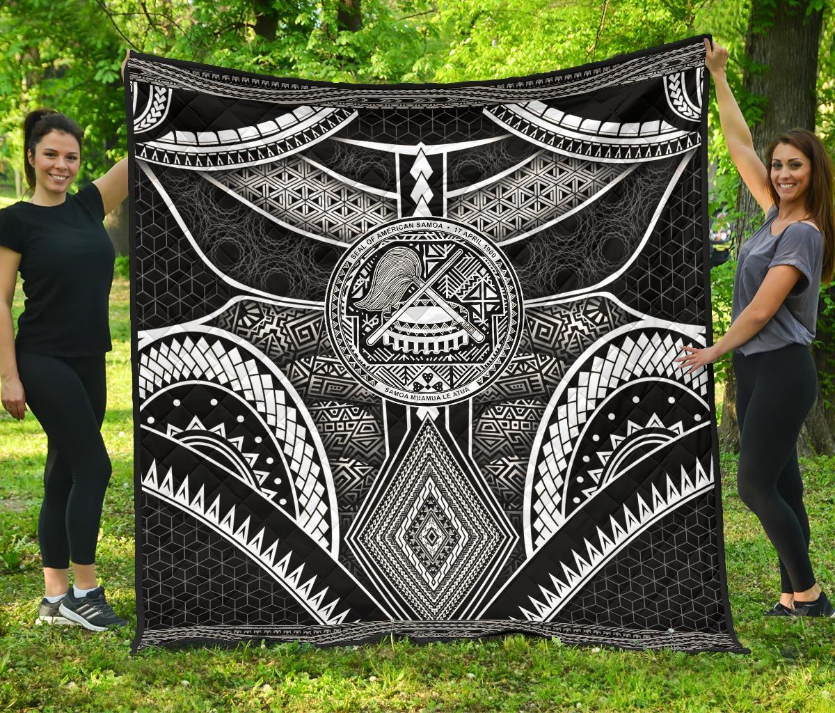 Polynesian Quilts - American Samoa Coat Of Arm With Poly Patterns - Polynesian Pride