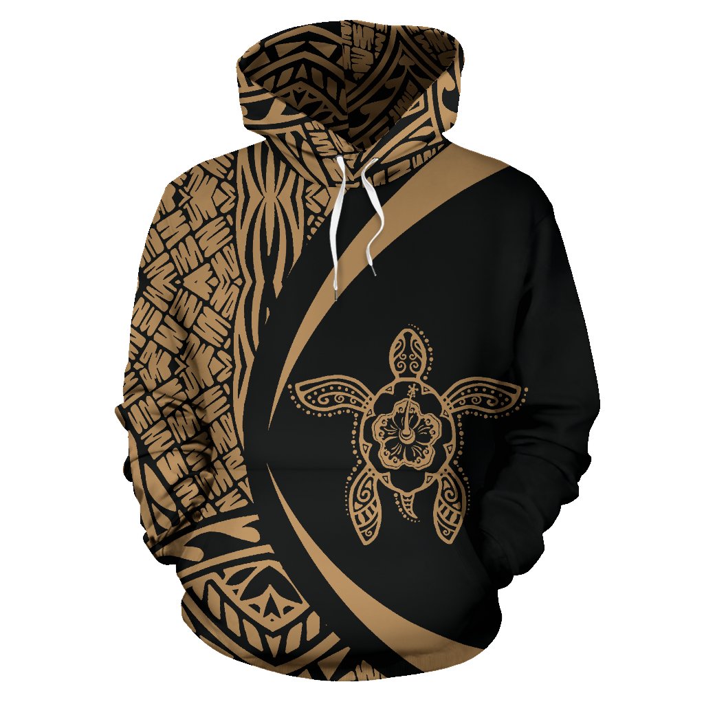 Hawaii Turtle Polynesian Hoodie Circle Style Golden Color - Polynesian Pride