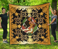 Hawaii Polynesian Premium Quilt - Hawaiian Dancing Girl Gold Gold - Polynesian Pride