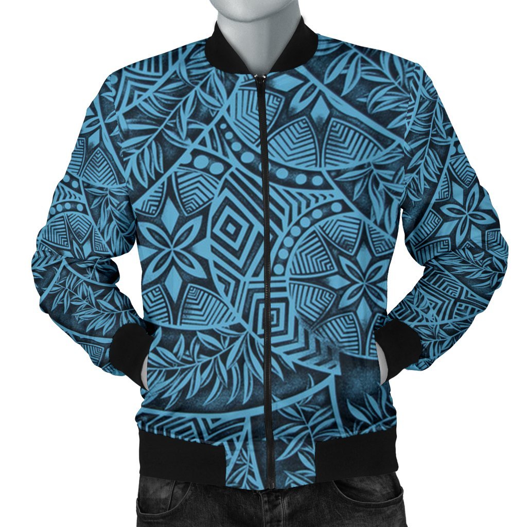 Fiji Bomber Jacket Tapa Style for Men TH76 Black - Polynesian Pride