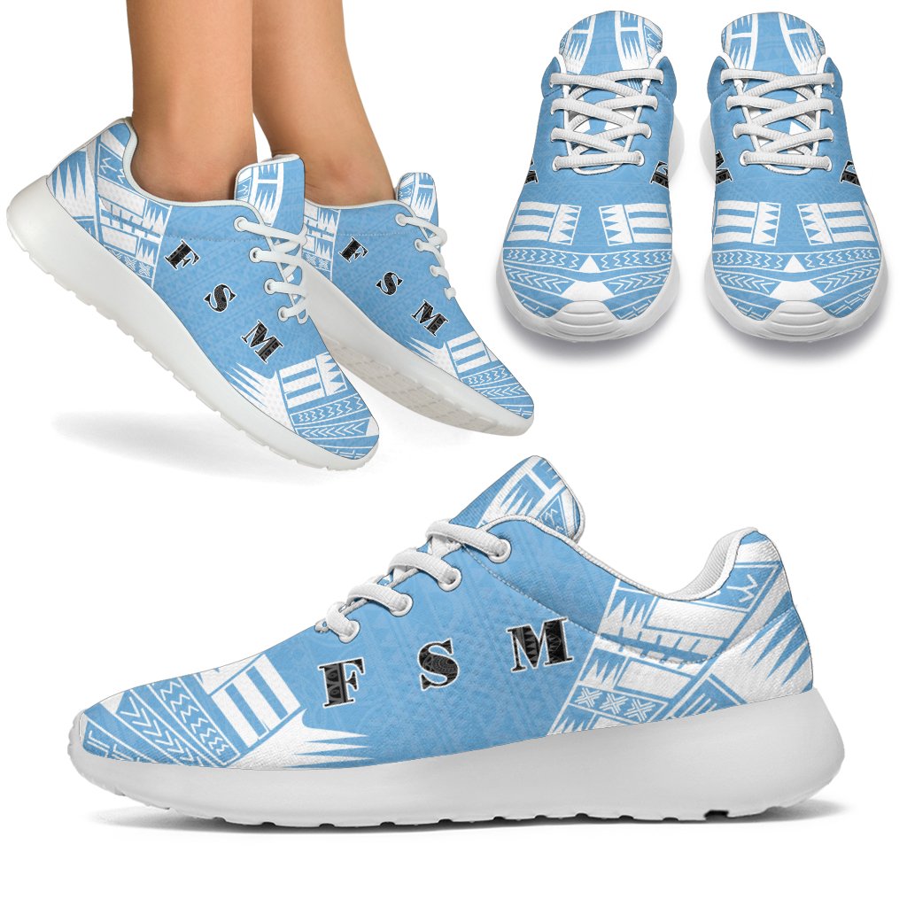 Federated States Of Micronesia Sport Sneakers - Polynesian Tattoo Flag White - Polynesian Pride