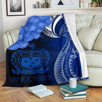 Samoa Custom Personalised Premium Blanket - Samoa Seal Wave Style (Blue) - Polynesian Pride