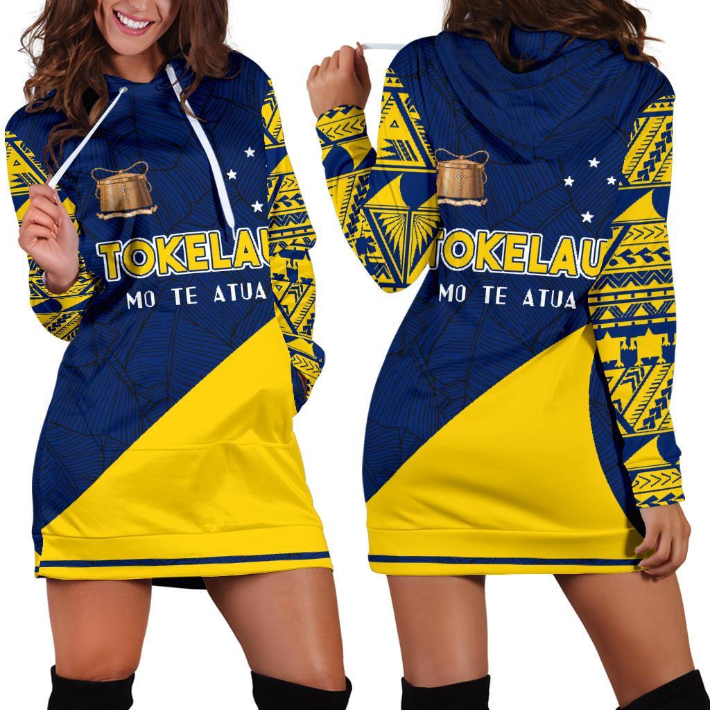 Tokelau Hoodie Dress Polynesian Canoe Style Blue - Polynesian Pride