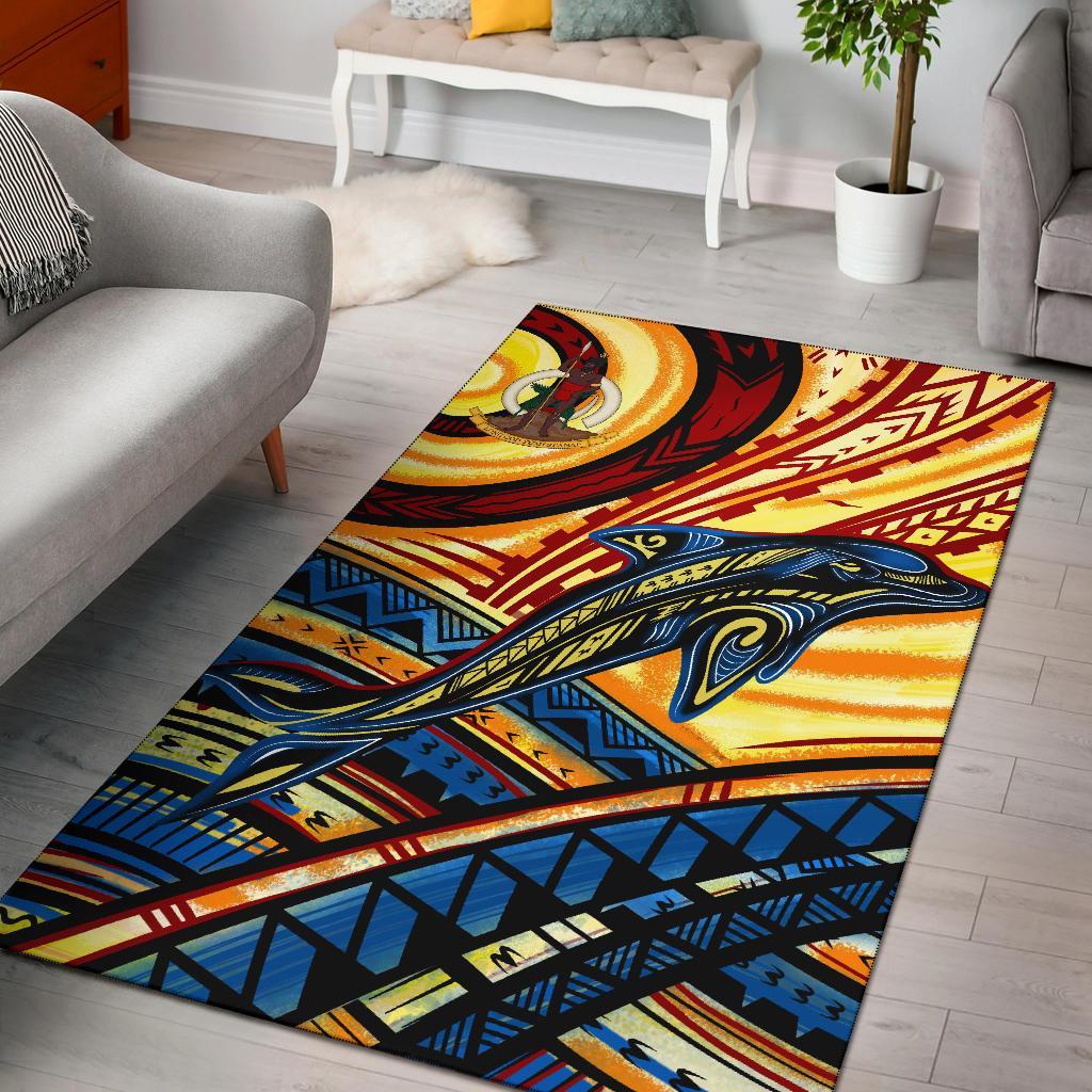 Vanuatu Area Rug - Dolphin Surfing Yellow - Polynesian Pride