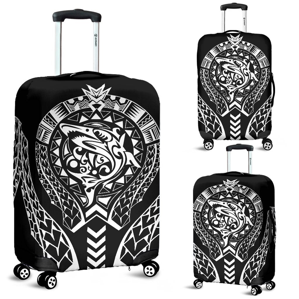 Polynesian Luggage Cover - Polynesian Shark Tribal Black - Polynesian Pride