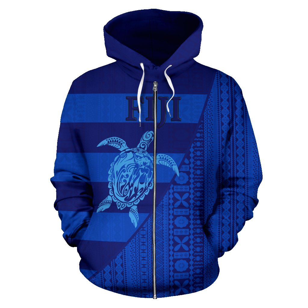 Fiji Tapa Zip up Hoodie Fiji Turtle Mermaid - Polynesian Pride