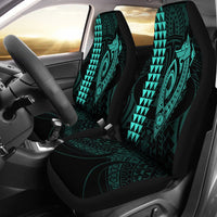 Hawaii Kakau Makau Fish Hook Polynesian Car Seat Covers - Turquoise - Polynesian Pride
