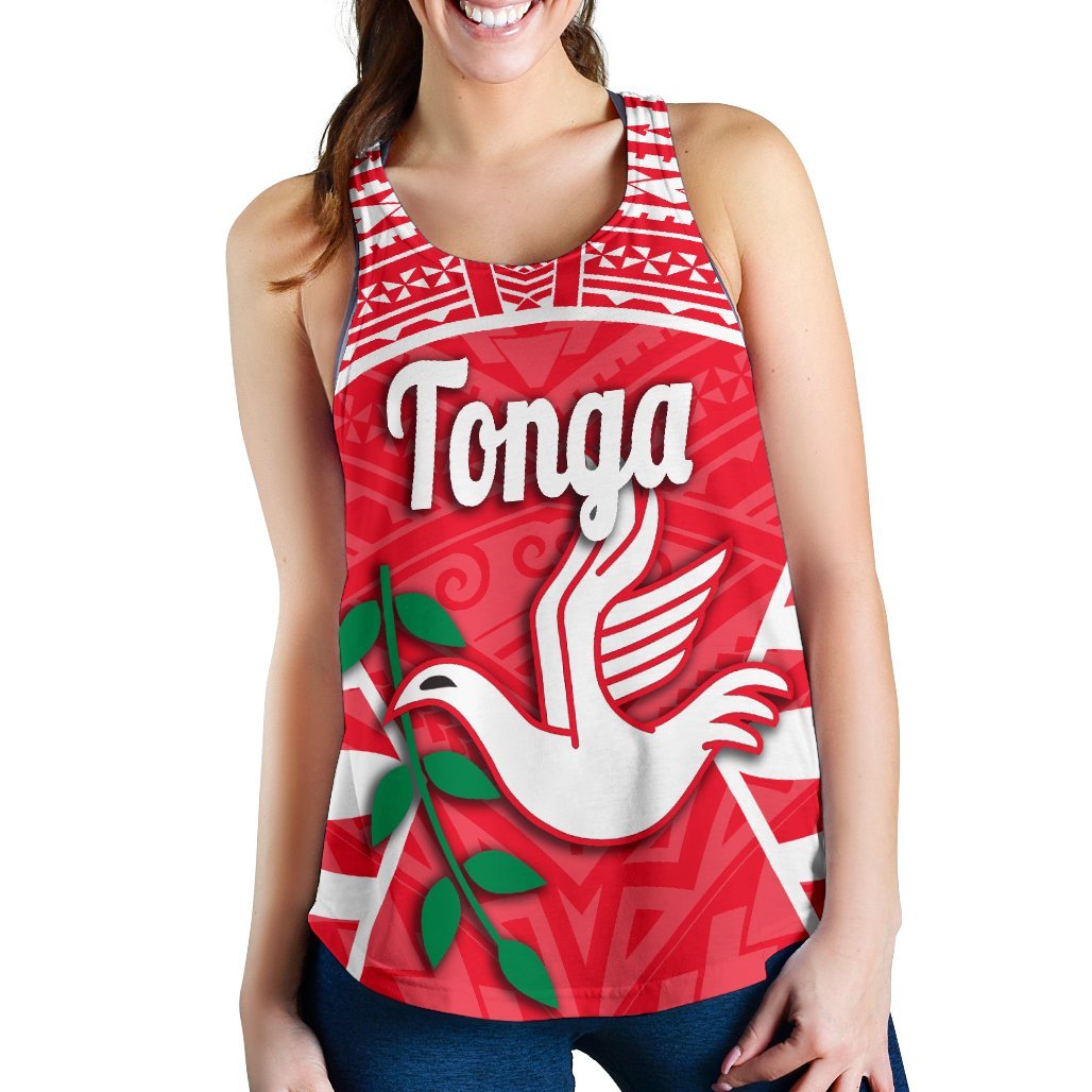 Tonga Women Racerback Tank Rugby Style Red - Polynesian Pride