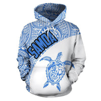 Samoa Hoodie Samoa Turtle Mermaid Polynesian Tattoo White Blue - Polynesian Pride