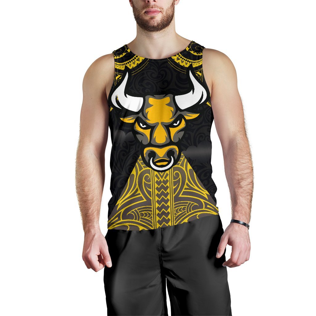 Aotearoa Maori Men Tank Top Taranaki Bulls Black - Polynesian Pride