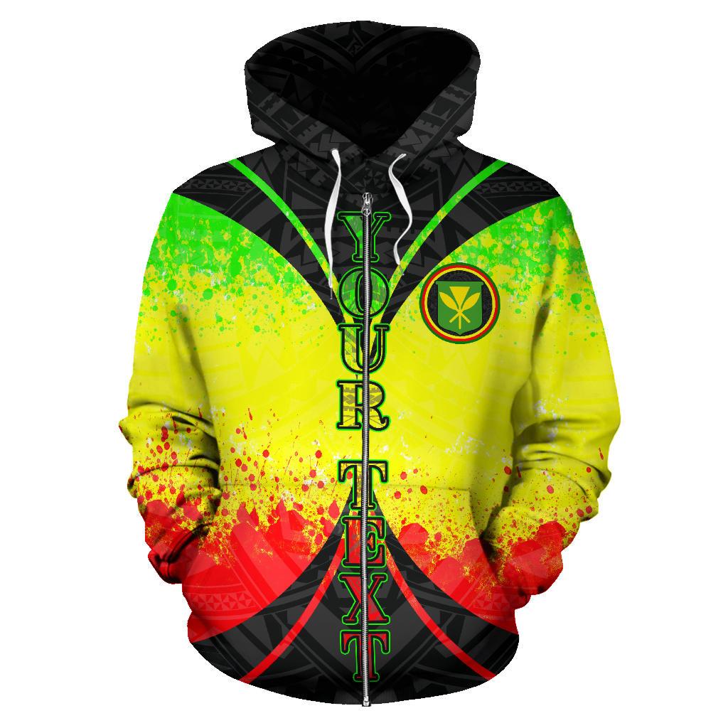 Hawaii Kanaka Maoli All Over Custom Zip up Hoodie Reggae Color Impact Style - Polynesian Pride