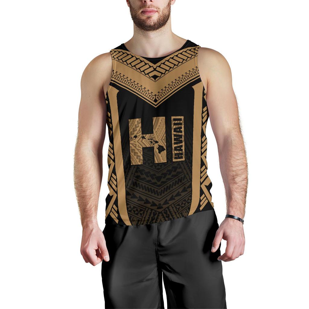 Hawaiian Kanaka Polynesian Men's Tank Top Active Gold - Polynesian Pride