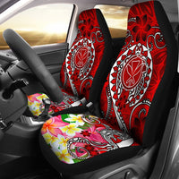 Hawaii Car Seat Covers - Turtle Plumeria Polynesian Tattoo Red Color Universal Fit Red - Polynesian Pride
