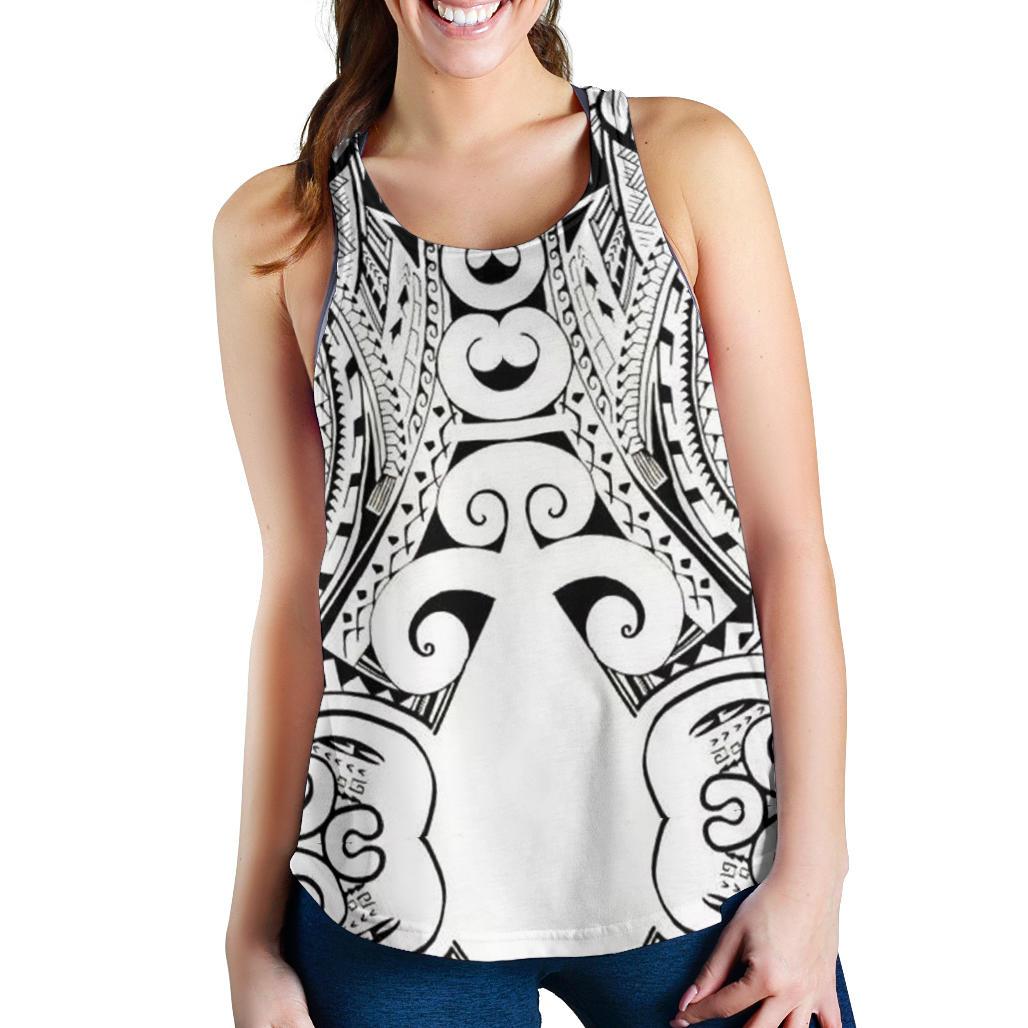 Polynesian Women Racerback Tank Top 37 White-Black - Polynesian Pride