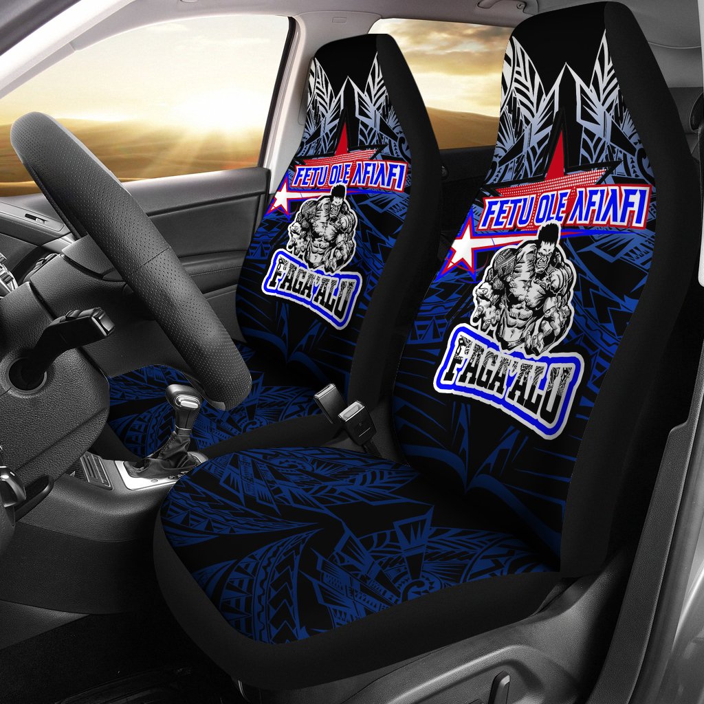 American Samoa Polynesian Car Seat Covers - Fetu Ole Afiafi Universal Fit Black - Polynesian Pride