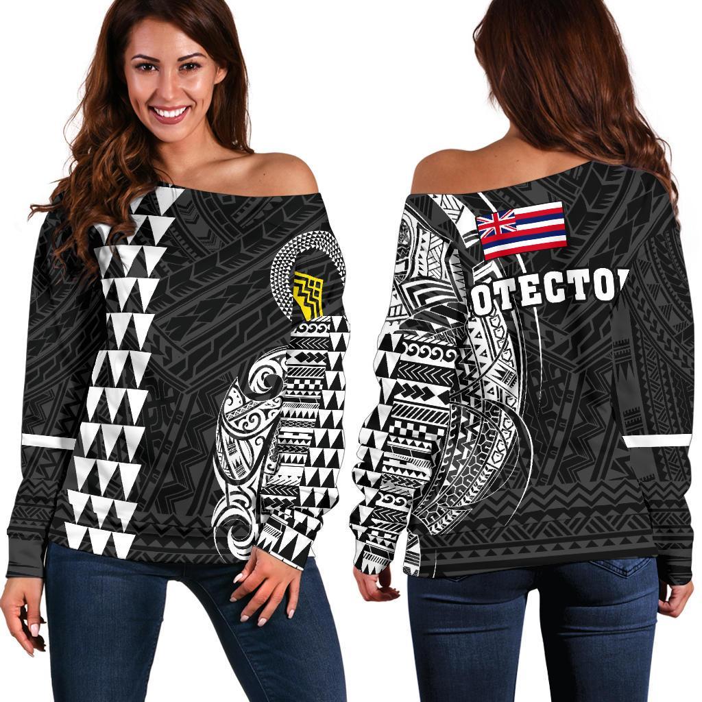Hawaii Mauna Kea Polynesian Women's Off Shoulder Sweater - White White - Polynesian Pride