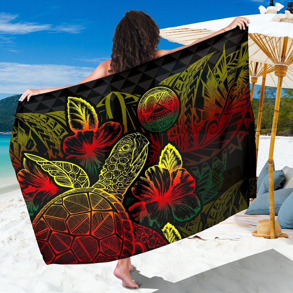 American Samoa Sarong - Turtle Hibiscus Pattern Reggae Women One Size Reggae - Polynesian Pride