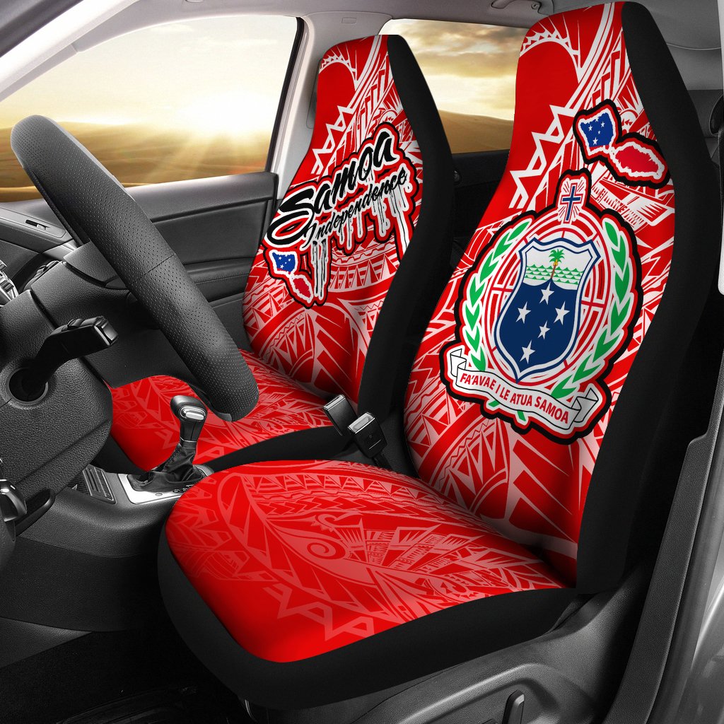 Samoa Polynesian Car Seat Covers - Independence Day Red Version Universal Fit Red - Polynesian Pride