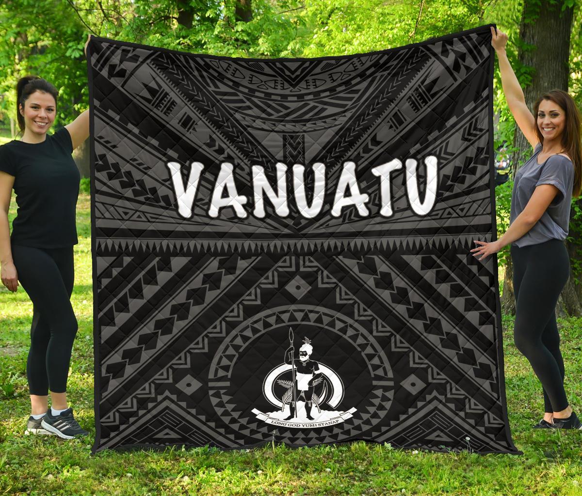 Vanuatu Premium Quilt - Vanuatu Seal With Polynesian Tattoo Style - Polynesian Pride