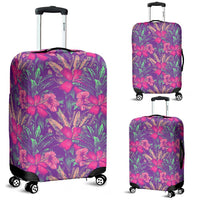 Tropical Hibiscus Purple Luggage Cover White - Polynesian Pride