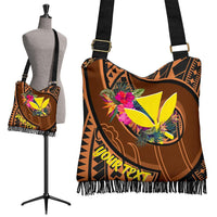 Hawaii Kanaka Maoli Personalised Boho Handbag - Polynesian Hook And Hibiscus - Polynesian Pride