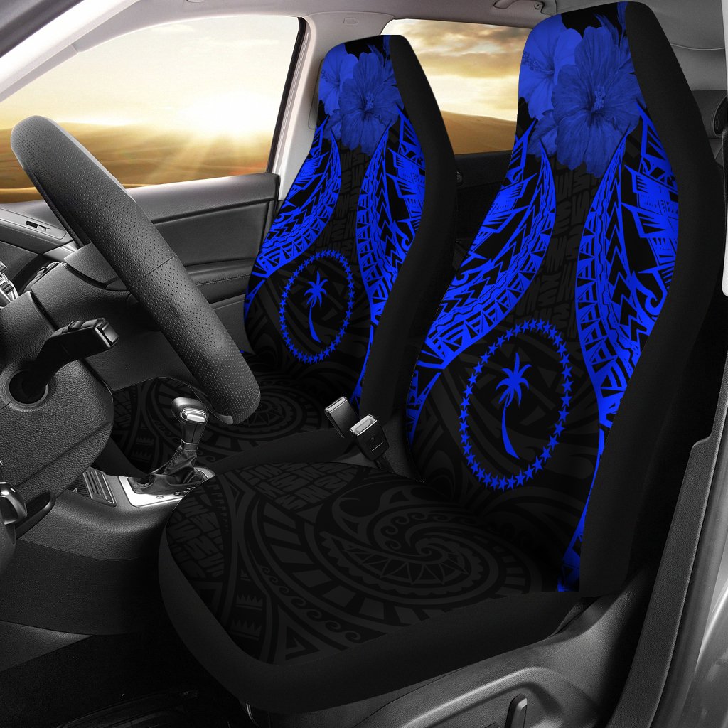 Chuuk Polynesian Car Seat Covers Pride Seal And Hibiscus Blue Universal Fit Blue - Polynesian Pride