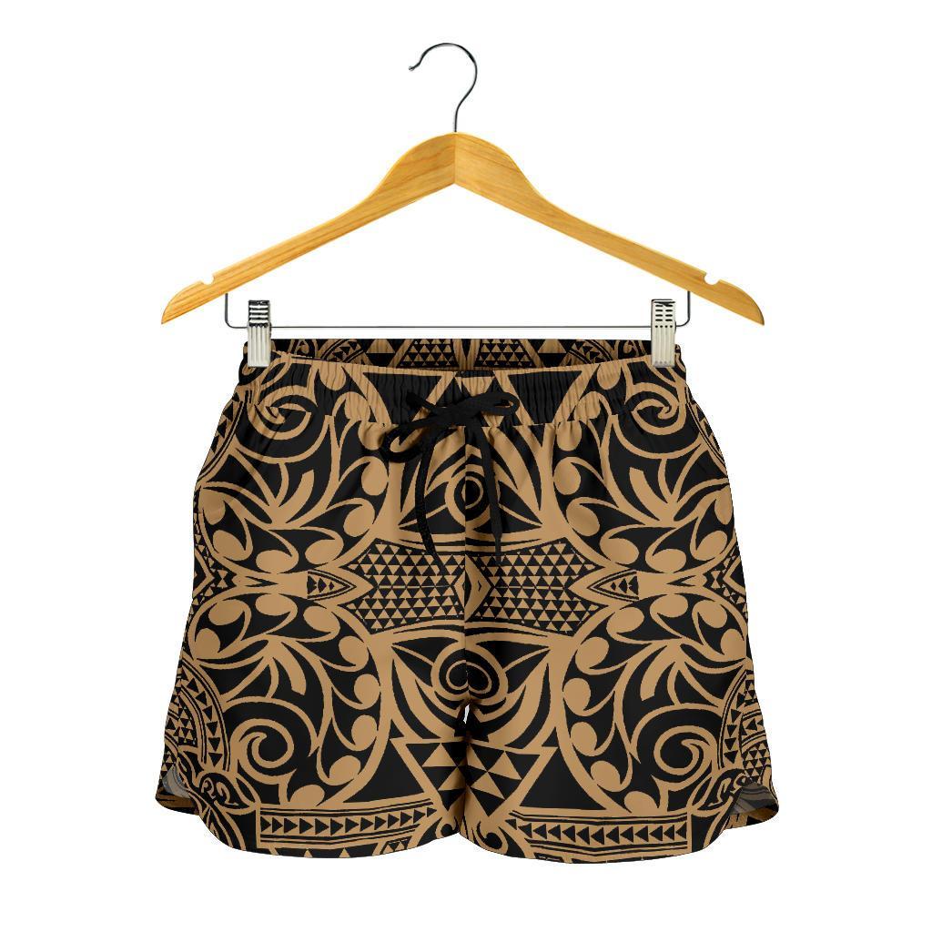 Polynesian Kakau Turtle Gold Women's Short - Polynesian Pride