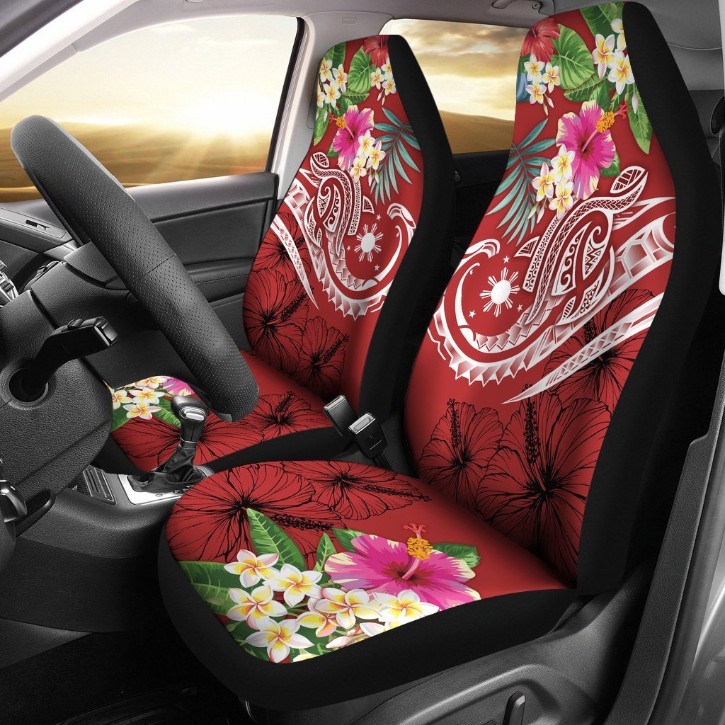 The Philippines Car Seat Covers - Summer Plumeria (Red) Universal Fit Red - Polynesian Pride