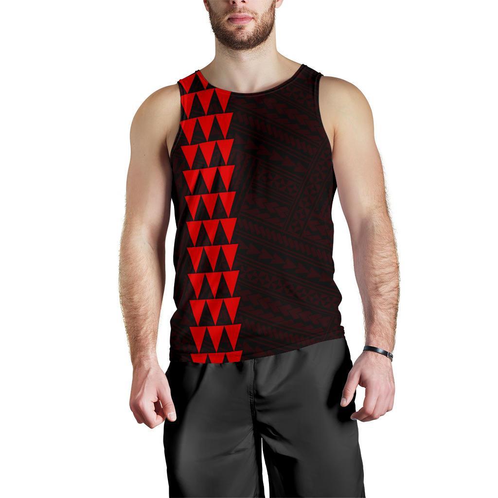 Hawaii Kakau Polynesian Anchor Map Men's Tank Top - Red - Polynesian Pride