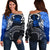 Samoa Custom Personalised Women's Off Shoulder Sweater - Samoa Seal Wave Style (Blue) Blue - Polynesian Pride