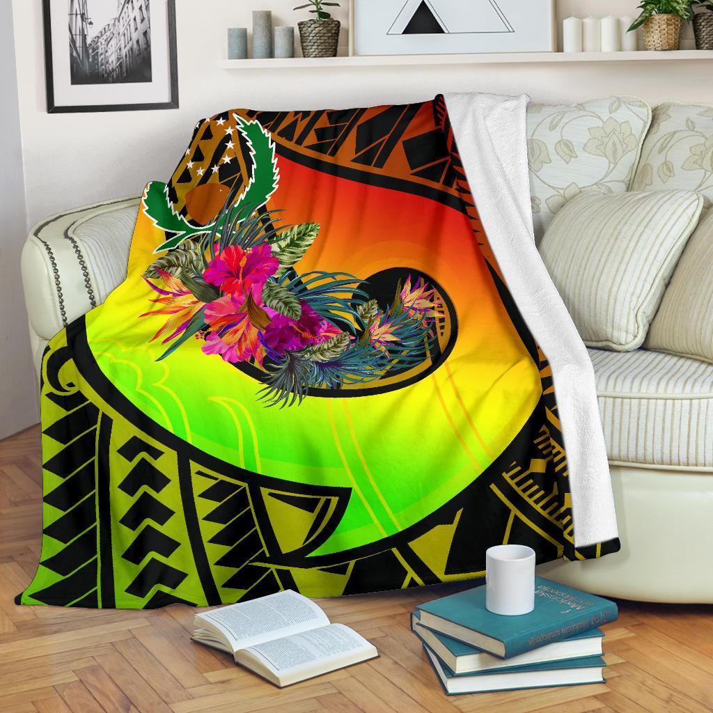 Pohnpei Premium Blanket - Polynesian Hook And Hibiscus (Raggae) - Polynesian Pride