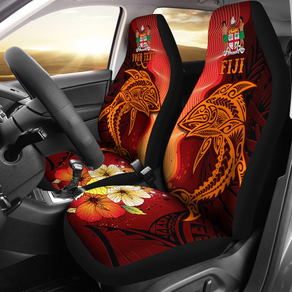 Fiji Custom Personalised Car Seat Covers - Tribal Tuna Fish Universal Fit Orange - Polynesian Pride