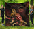 Hawaii Polynesian Premium Quilt - Turtle With Blooming Hibiscus Gold - Polynesian Pride