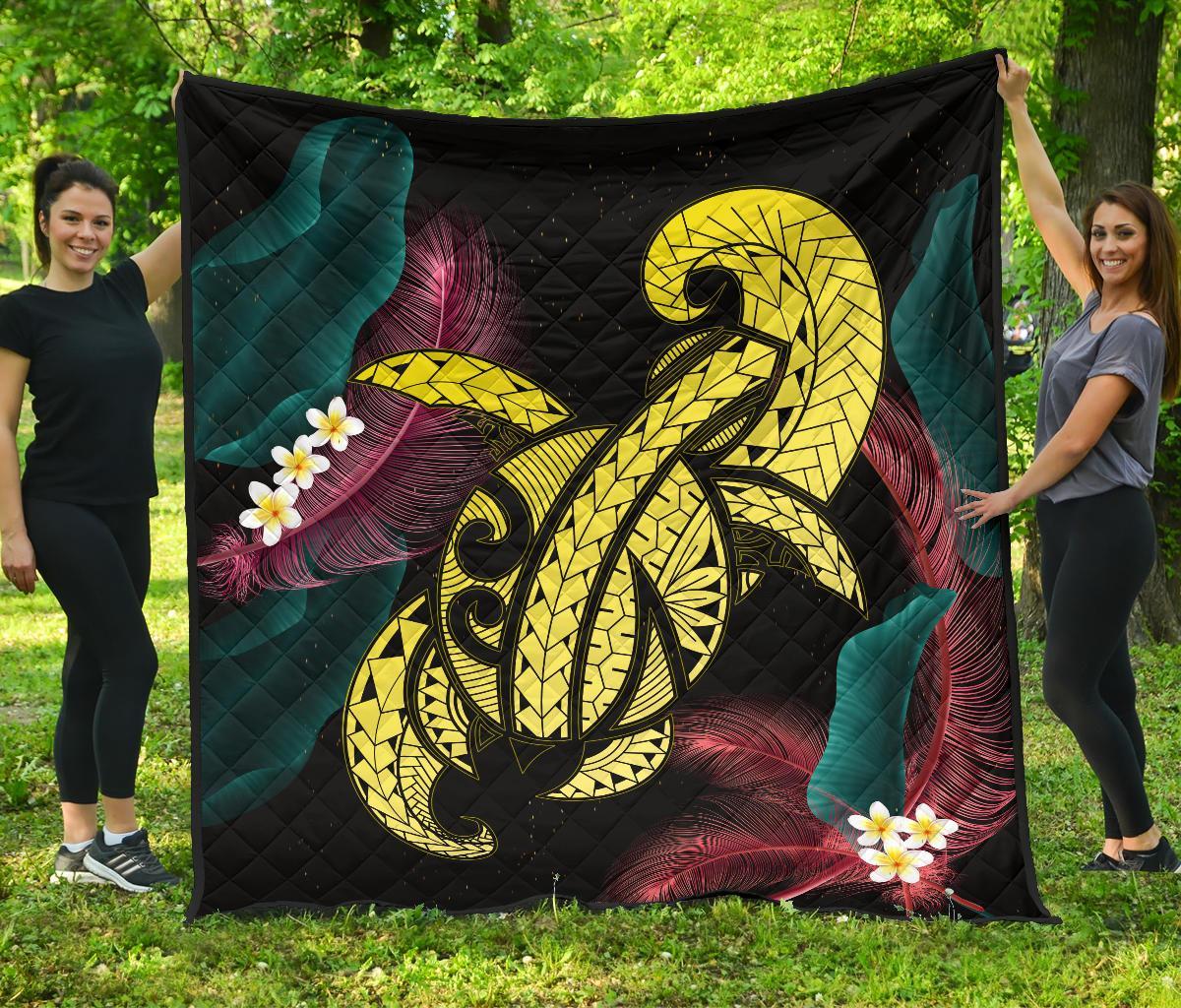 Hawaii Turtle Polynesian Tropical Premium Quilt - Ghia Style Yellow Yellow - Polynesian Pride