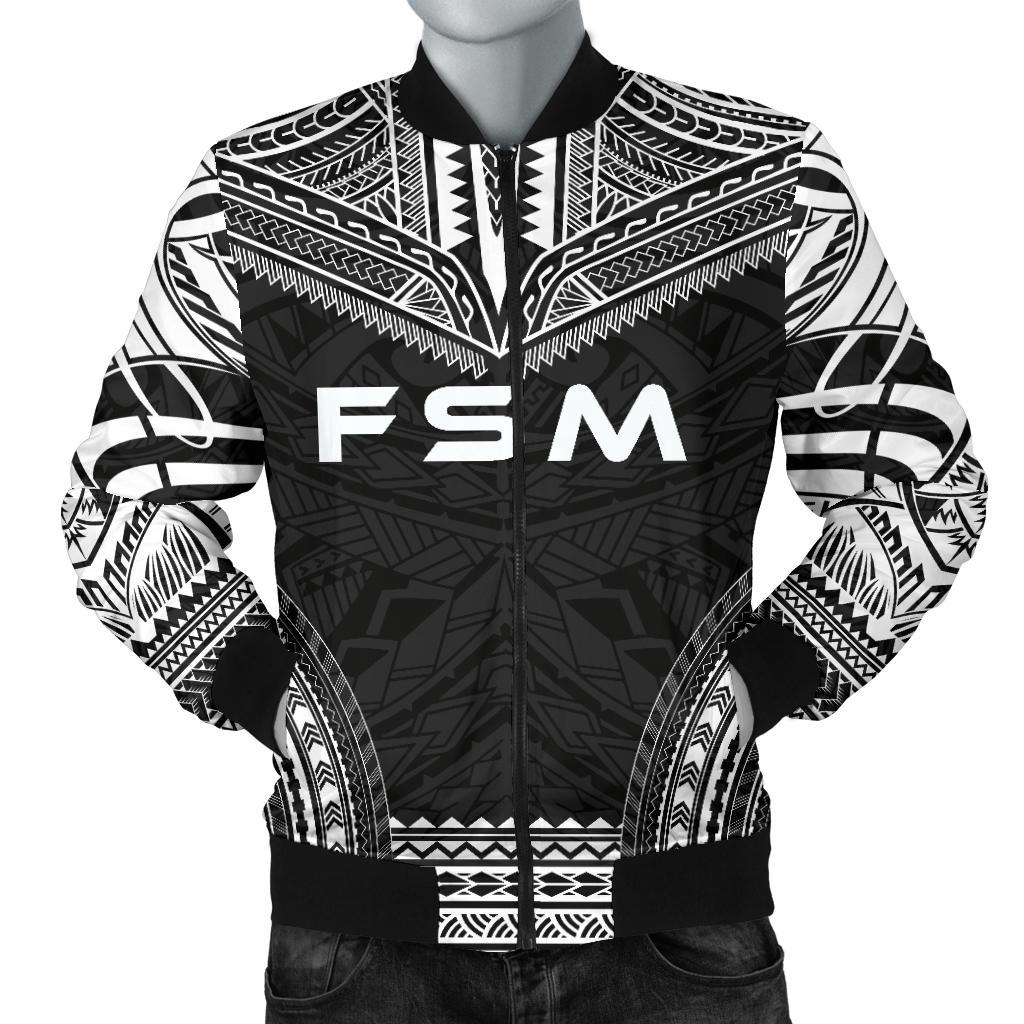 Federated States Of Micronesia Polynesian Chief Men's Bomber Jacket - Black Version Black - Polynesian Pride