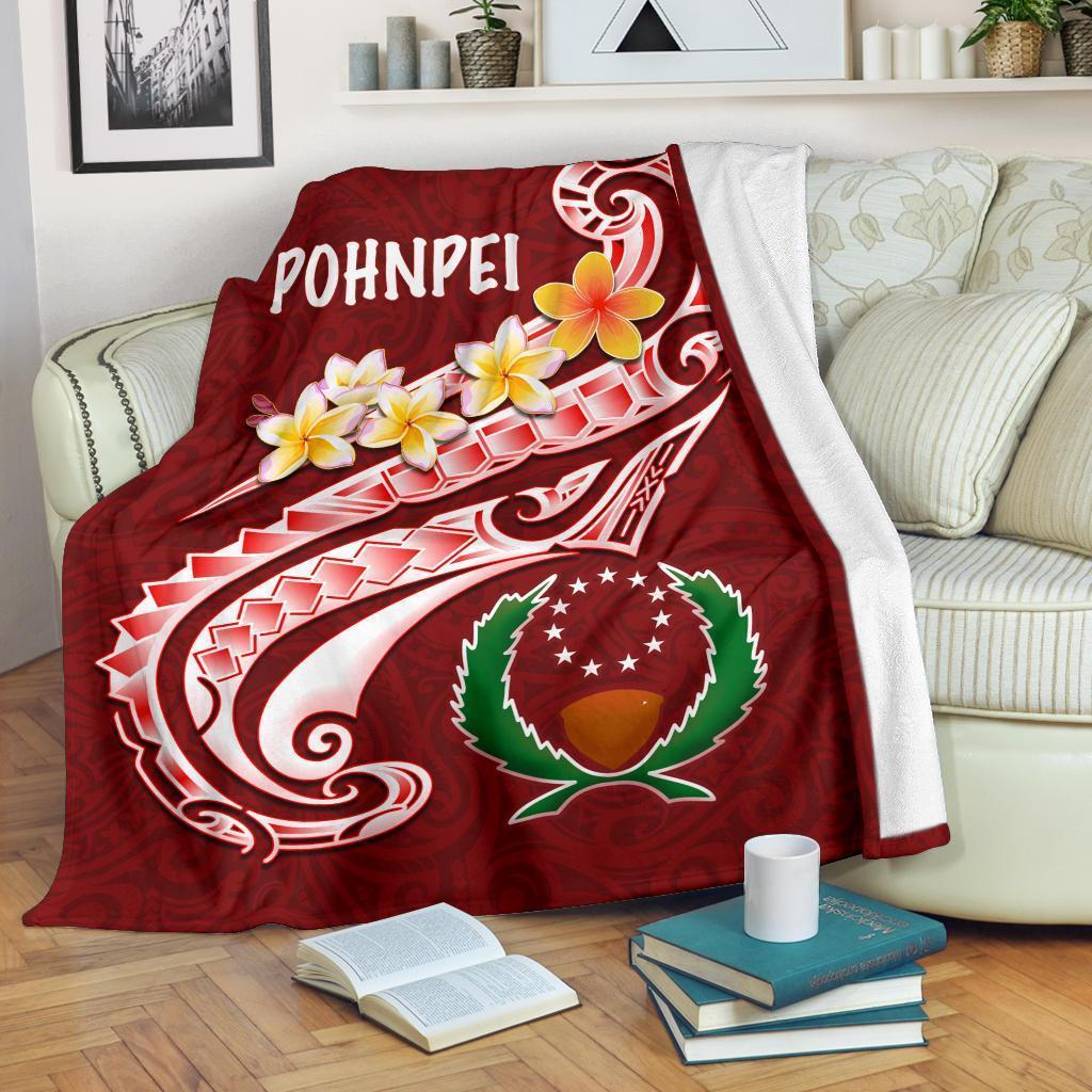 Pohnpei Premium Blanket - Pohnpei Seal Polynesian Patterns Plumeria - Polynesian Pride