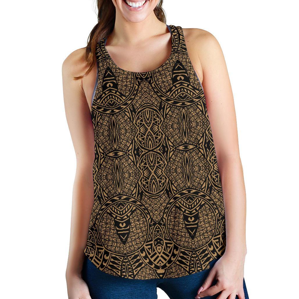 Polynesian Lauhala Mix Gold Women's Racerback Tank Top Gold - Polynesian Pride