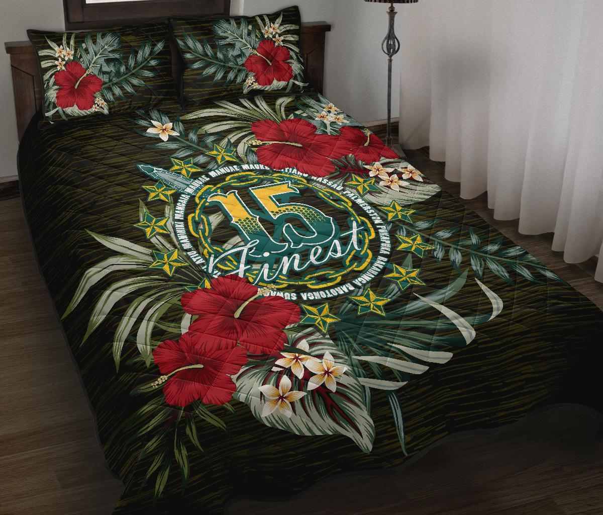 Cook Islands Quilt Bed Set - Special Hibiscus Black - Polynesian Pride