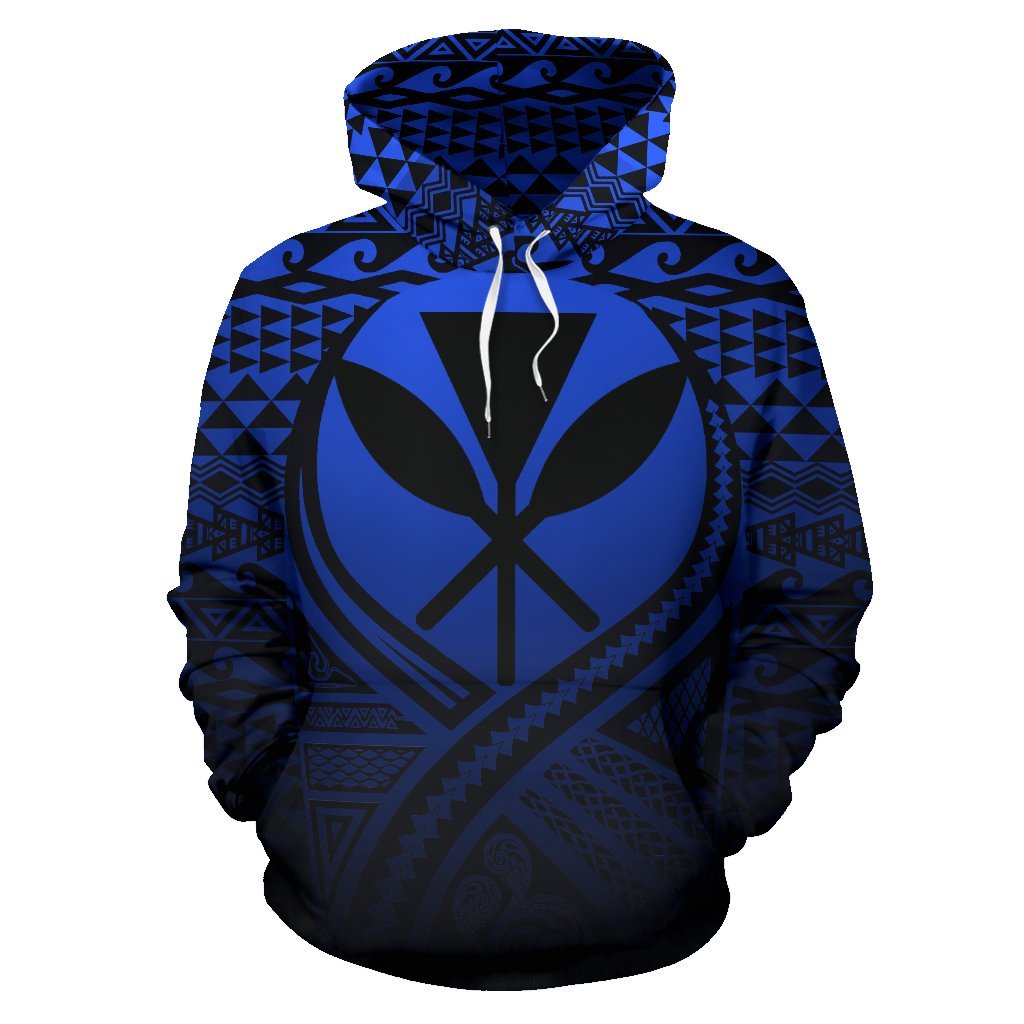 Kanaka Maoli All Over Hoodie Lift up Blue - Polynesian Pride