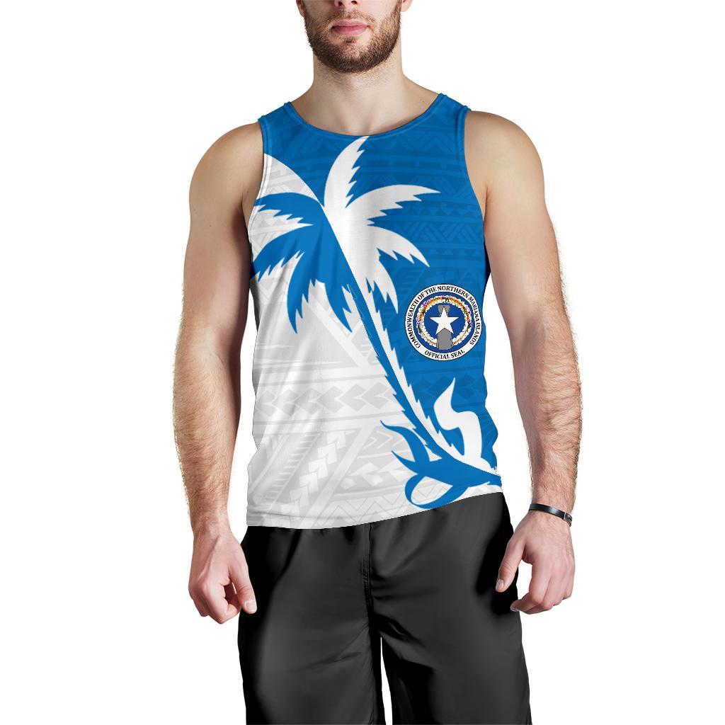 Northern Mariana Islands Coconut Tree Men's Tank Top K4 Black - Polynesian Pride