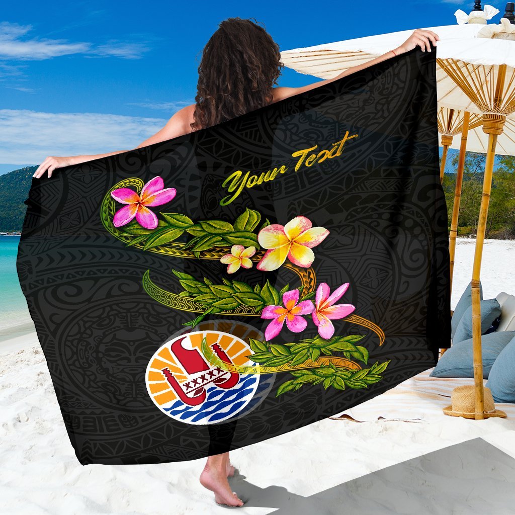 Tahiti Polynesian Custom Personalised Sarong - Plumeria Tribal Women One Size Black - Polynesian Pride