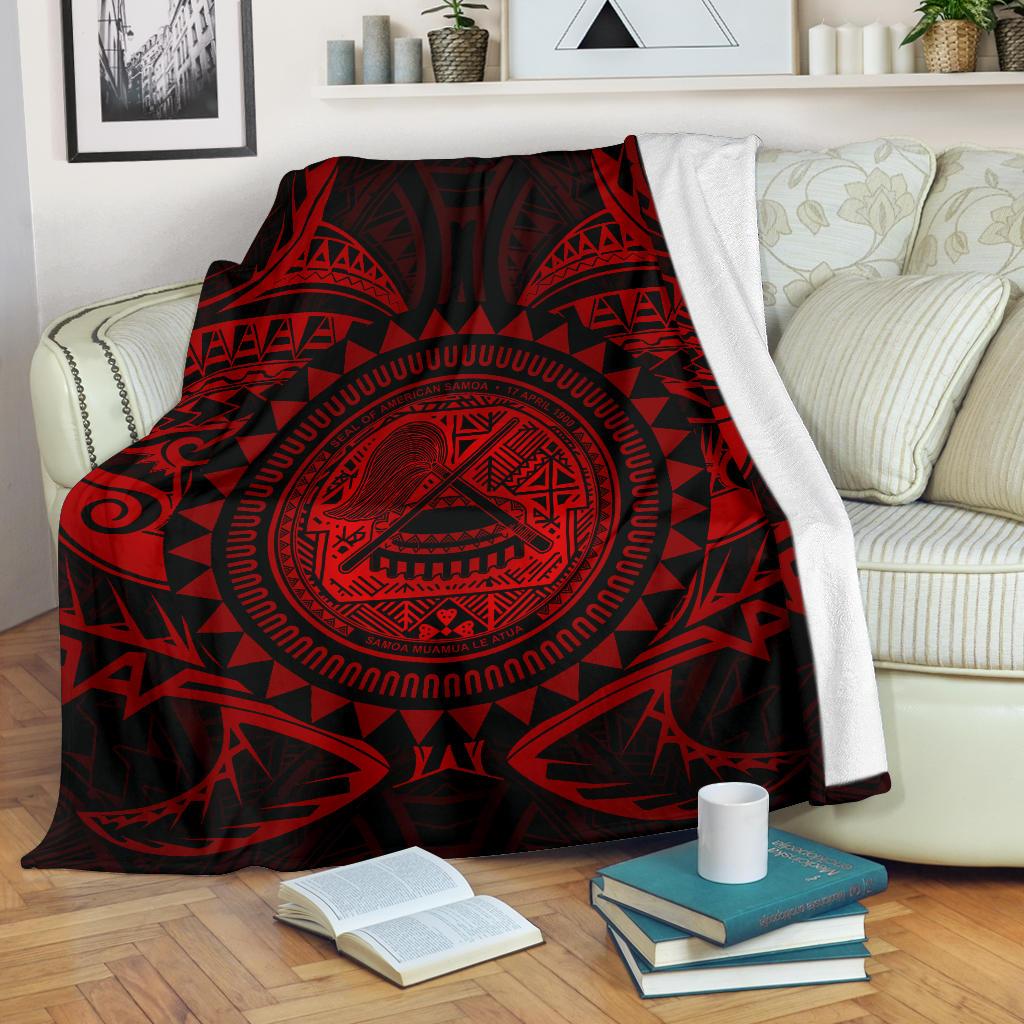 American Samoa Polynesian Premium Blanket - Red Seal White - Polynesian Pride