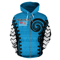 Fiji Custom Zip Hoodie Warrior Style - Polynesian Pride