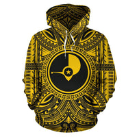 Yap ll Over Hoodie Yap Coat of rms Polynesian Gold Black Unisex Gold - Polynesian Pride