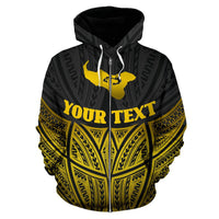 Tonga Polynesian Custom Zip up Hoodie Gold Pride Map and Seal - Polynesian Pride
